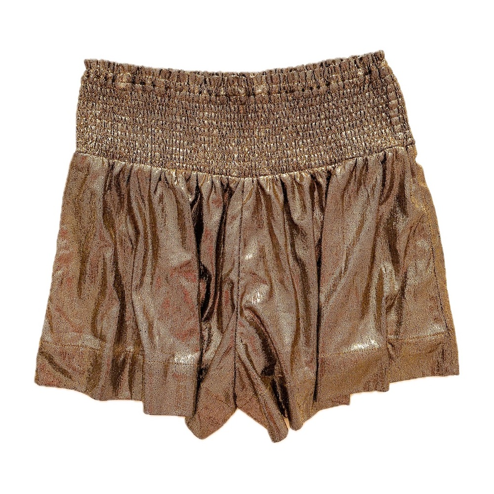 TCEC Smocked Metallic Swing‎ Shorts - Gold - Size Small